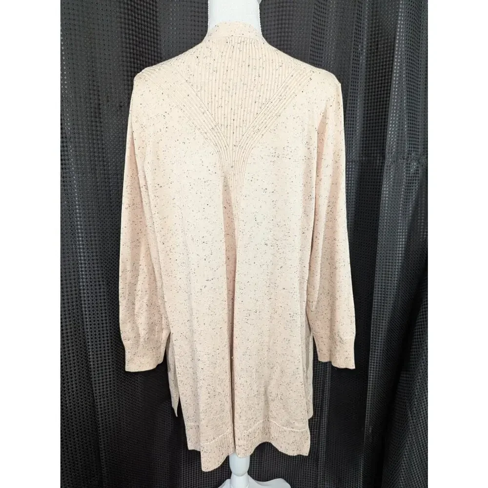 VERVE AMI! SHELL/CORAL PINK & BLACK MARLED LIGHTWEIGHT DUSTER SWEATER! SZ L - Picture 6 of 9